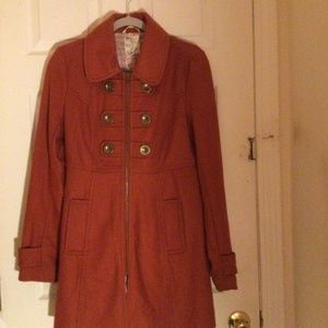 Tulle for Anthropology size medium burnt orange wool winter pea coat, xtra long